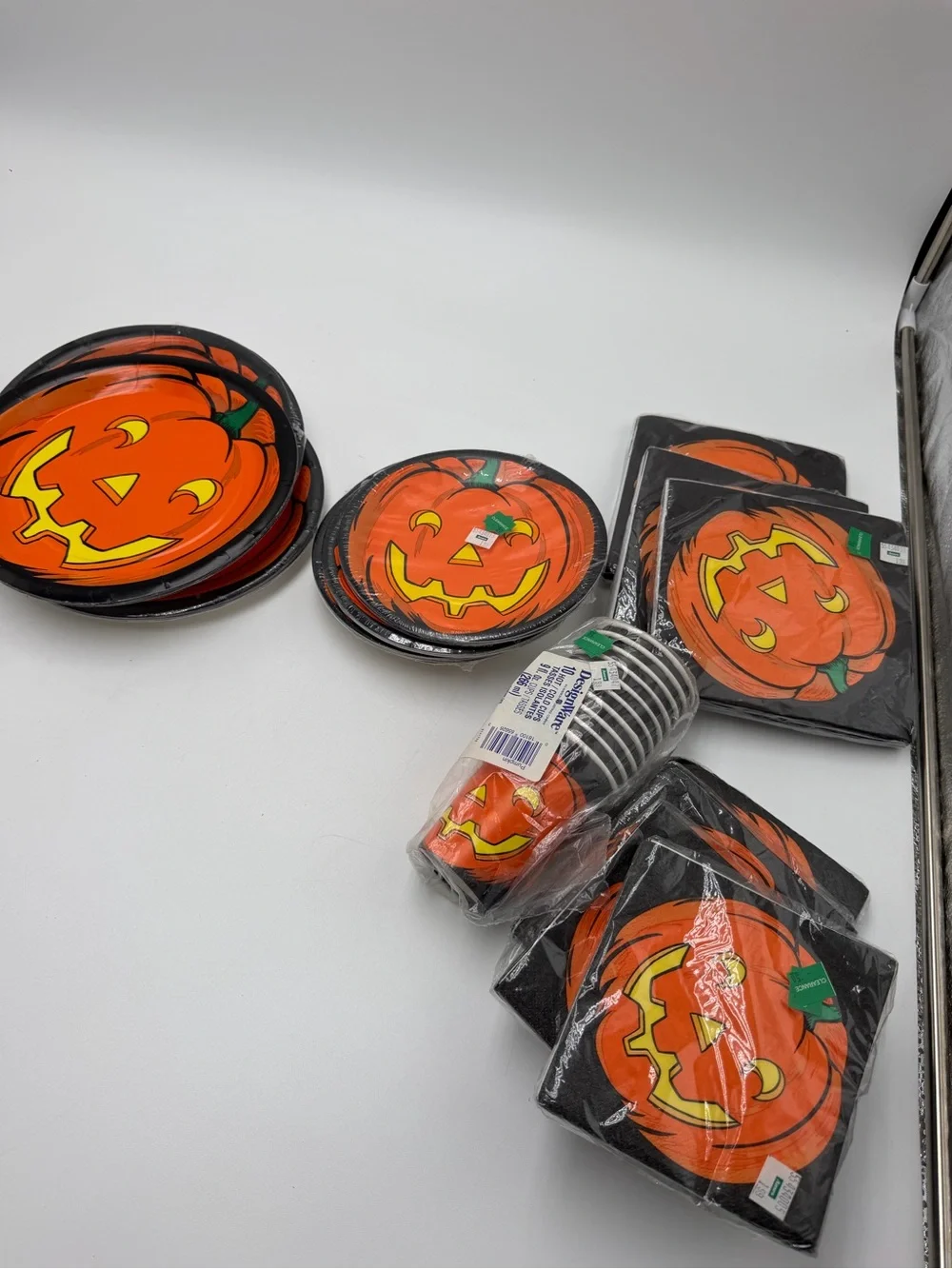 Vintage DesignWare Halloween Pumpkin Party Lot Plates Napkins Cups